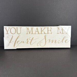You make my heart smile canvas wall art decor gift for friend 18x6 printed sign